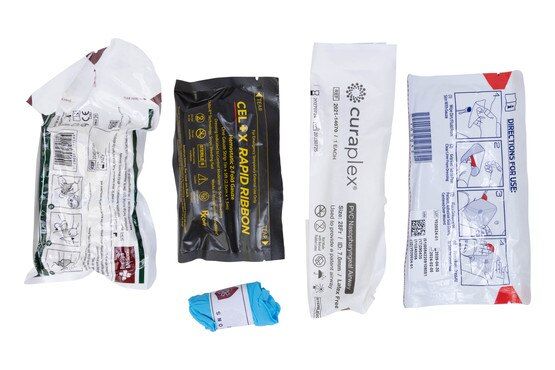 Compact IFAK/Trauma kit for individual use.